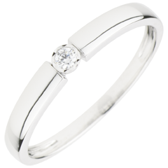 Bague Solitaire Trésor pastille - or blanc 9 carats