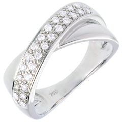 Bague tandem or blanc 18 carats semi pavée - 0.26 carats - 26 diamants