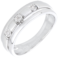 Bague trilogie bysance or blanc 18 carats et diamants