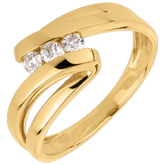 Bague trilogie Nid Précieux - Naïade - or jaune 18 carats - 3 diamants