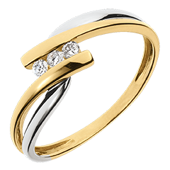 Bague trilogie Nid Précieux - Tango - diamant 0.07 carat - or blanc et or jaune 9 carats
