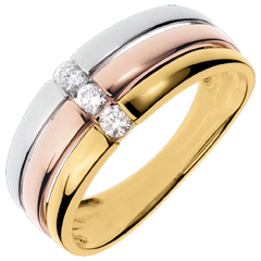 Bague trilogie Trinidad - 3 ors - 0.16 carat - trois ors 18 carats