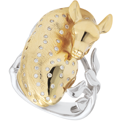 Bague Balade Imaginaire - Faon rêveur - argent - 60 Diamants