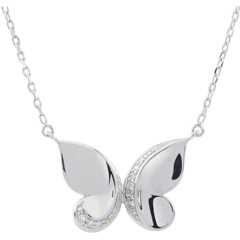 Collier Balade Imaginaire - Papillon Cascade - or blanc 9 carats