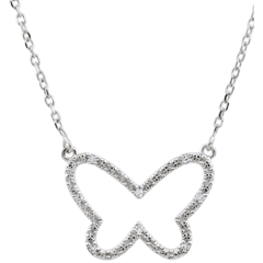 Collier Balade Imaginaire - Papillon Nuage - or blanc 9 carats