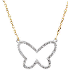 Collier Balade Imaginaire - Papillon Nuage - deux ors - or blanc et or jaune 9 carats