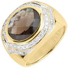 Bague Horus Quartz fumé - Argent, diamants et pierres fines