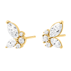 Boucles d'oreilles Papillon de minuit - or jaune 9 carats et diamants synthétiques