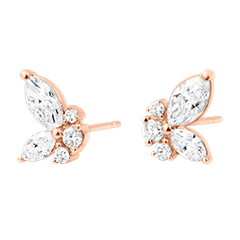 Boucles d'oreilles Papillon de minuit - or rose 18 carats et diamants synthétiques