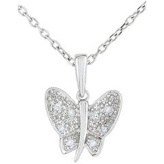 Pendentif Balade Imaginaire - Papillon Musicien - or blanc 9 carats