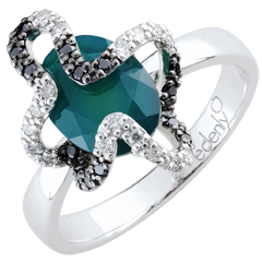 Bague Balade Imaginaire - Medusa - Argent, diamants et pierres fines