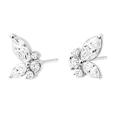Boucles d'oreilles Papillon de minuit - or blanc 9 carats et diamants synthétiques