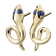 Earrings Imaginary Walk - Mini Serpent - sapphire