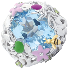 Ring Imaginary Walk - Blue Paradise - Silver, diamonds and fine stones