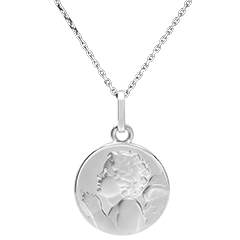 Baptism Medal Praying Angel - White Gold 9 Carats