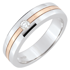 Trouwring Diamanten Ster - Klein model - witgoud en roségoud - 18 karaat