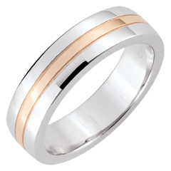 Trouwring Ster - Klein model - witgoud en roségoud - 9 karaat goud