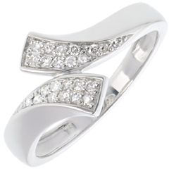 Ring pavézettinge band - 18 karaat witgoud - 24 Diamanten