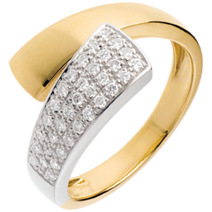 Ring Tropisch pavézetting - 18 karaat geelgoud - 0.26 karaat - 34 Diamanten