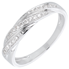 Ring waardevol vlechtje 18 karaat witgoud met diamant