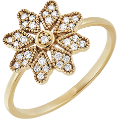 Ring Blüte - Narzisse - Gelbgold, 18 Karat, mit Diamanten 