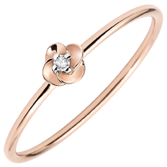 Ring Blüte - Erste Rose - Kleines Modell - Roségold und Diamant - 9 Karat