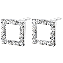 Boucles d'Oreilles Abondance - Cadre enchanté - or blanc 9 carats et diamants