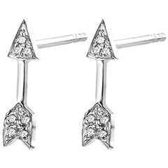 Boucles d'Oreilles Abondance - Cupidon - or blanc 9 carats et diamants