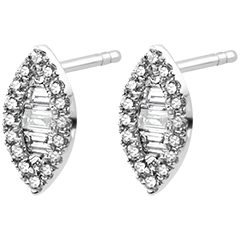 Boucles d'Oreilles Abondance - Regard Levant - or blanc 9 carats et diamants