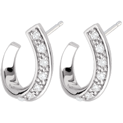 Boucles d'oreilles accroche-coeur - or blanc 18 carats