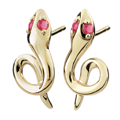 Boucles d'oreilles Balade Imaginaire - Mini venin - rubis - or jaune 9 carats
