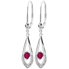 Boucles d'oreilles Britanie - rubis - or blanc 9 carats
