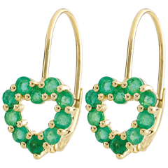 Boucles d'oreilles Coeur Rosie - émeraudes - or jaune 9 carats