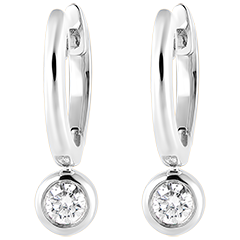 Boucles d'oreilles Créoles Fraîcheur - Éléa - or blanc 9 carats et diamants