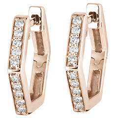 Boucles d'oreilles créoles Fraîcheur - Hexagonia - or rose 9 carats et diamants