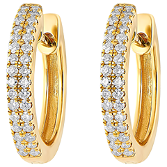 Boucles d'oreilles Créoles semi-pavées Fraîcheur - Céleste - or jaune 18 carats et diamants