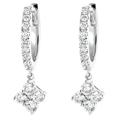 Boucles d'oreilles Créoles semi-pavées Fraîcheur - Dina - or blanc 18 carats et diamants
