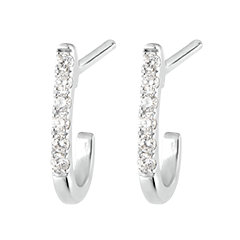 Boucles d'oreilles Demi-créoles Fraîcheur - Ella - or blanc 9 carats et diamants