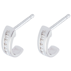 boucles d'oreilles demi-lunes pavées - or blanc 18 carats - 12 diamants