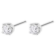 Boucles d'oreilles diamants synthétiques (TGM+) - puces or blanc 18 carats - 0.5 carat