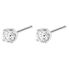 Boucles d'oreilles diamants (TGM+) - puces or blanc 18 carats - 0.5 carat