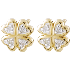 Boucles d'oreilles Éclosion - Ma chance - diamants - or blanc et or jaune 9 carats