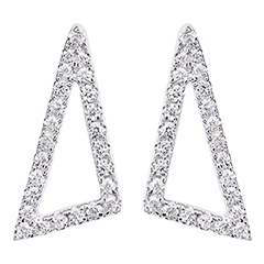 Boucles d'oreilles Equerre astrale - or blanc 9 carats et diamants