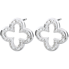 Boucles d'oreilles Erita - 64 diamants - or blanc 9 carats