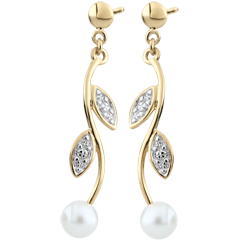 Boucles d'oreilles Été nacré - perles - or blanc et or jaune 9 carats