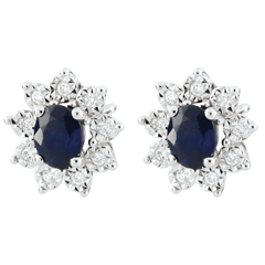 Boucles d'oreilles Eternel Edelweiss - Marguerite Illusion - saphir et diamants - or blanc 18 carats