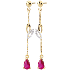 Boucles d'oreilles Evina - or blanc et or jaune 9 carats et rubis
