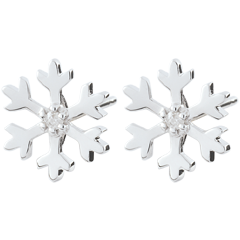 Boucles d'oreilles Flocons givrés - or blanc 9 carats