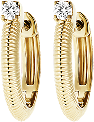 Boucles d'oreilles Fraîcheur - Créoles travaillés - or jaune 9 carats et diamants