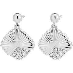Boucles d'Oreilles Fraîcheur - Mare - or blanc 18 carats et diamants
